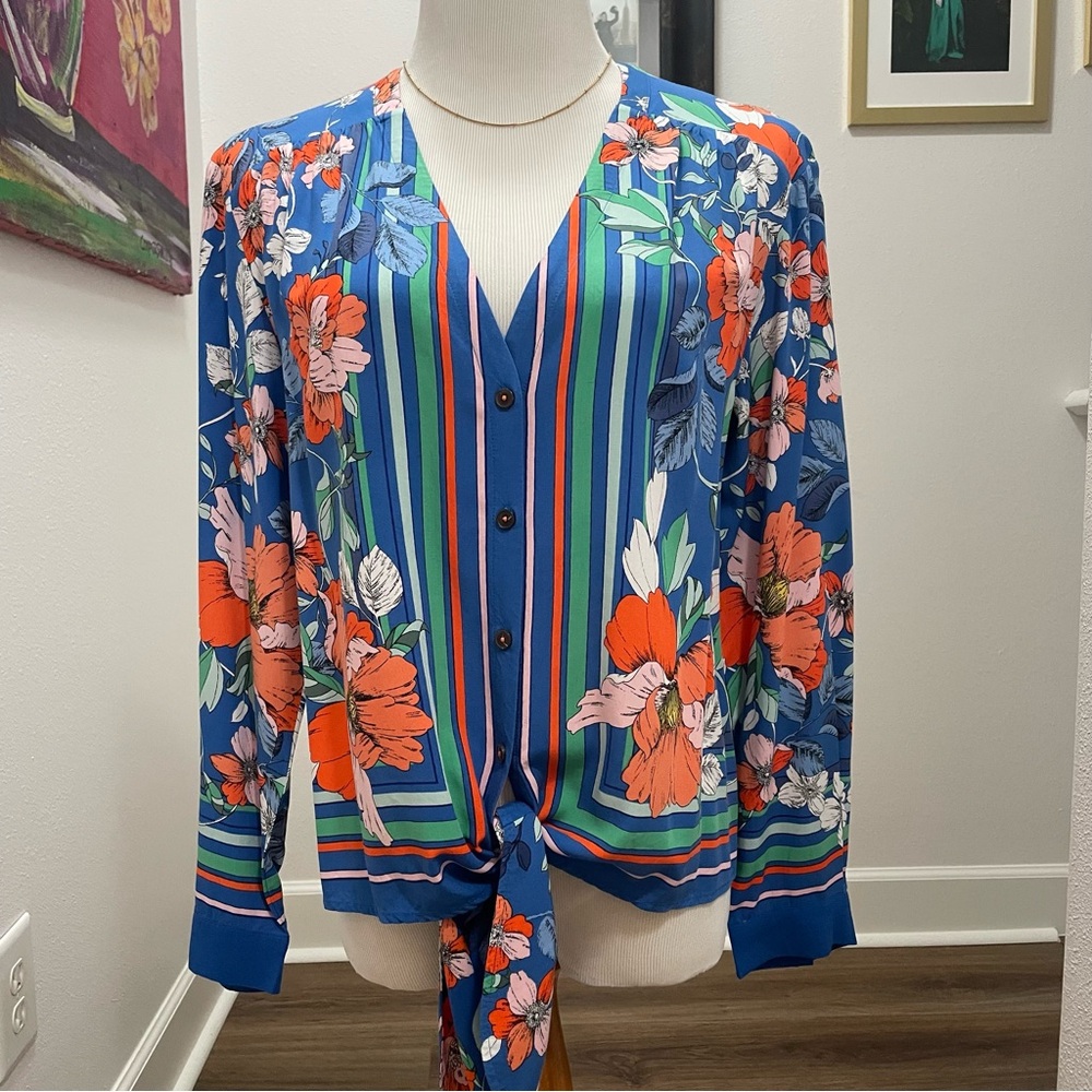 Anthropologie Maeve Scarf Printed Blouse size Medium